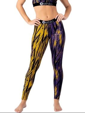 Lakers ethika Purple & Gold Lightning Graphic Leggings